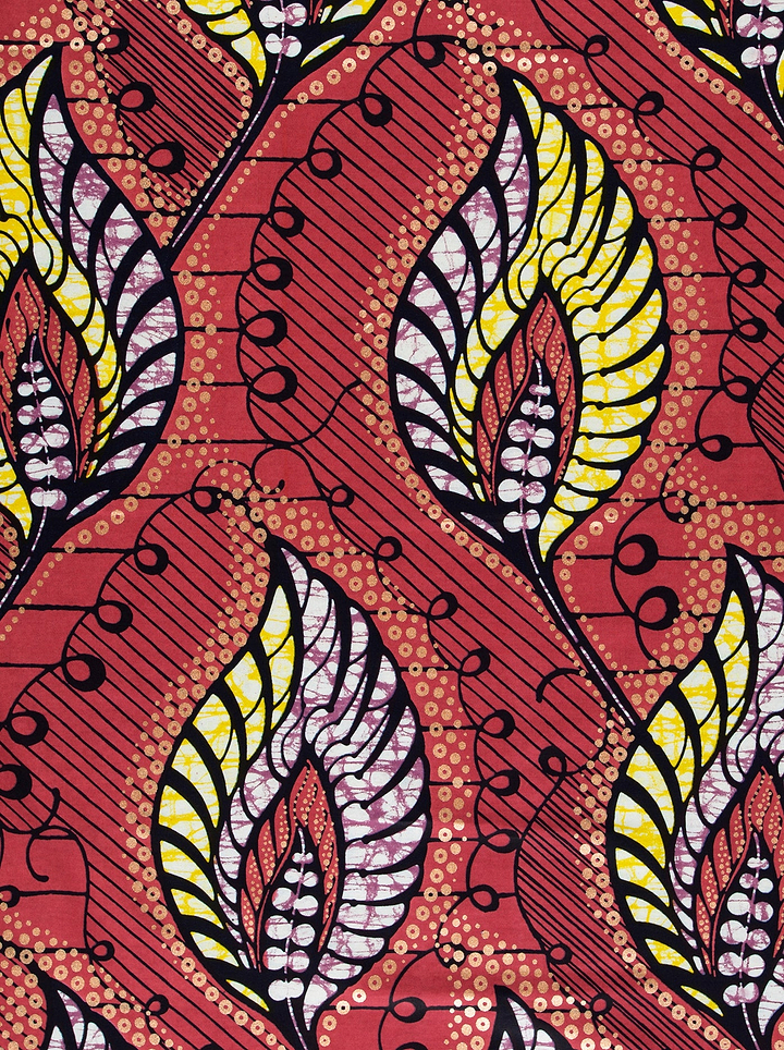 Vibrant red african print fabric super-wax vla1629.034