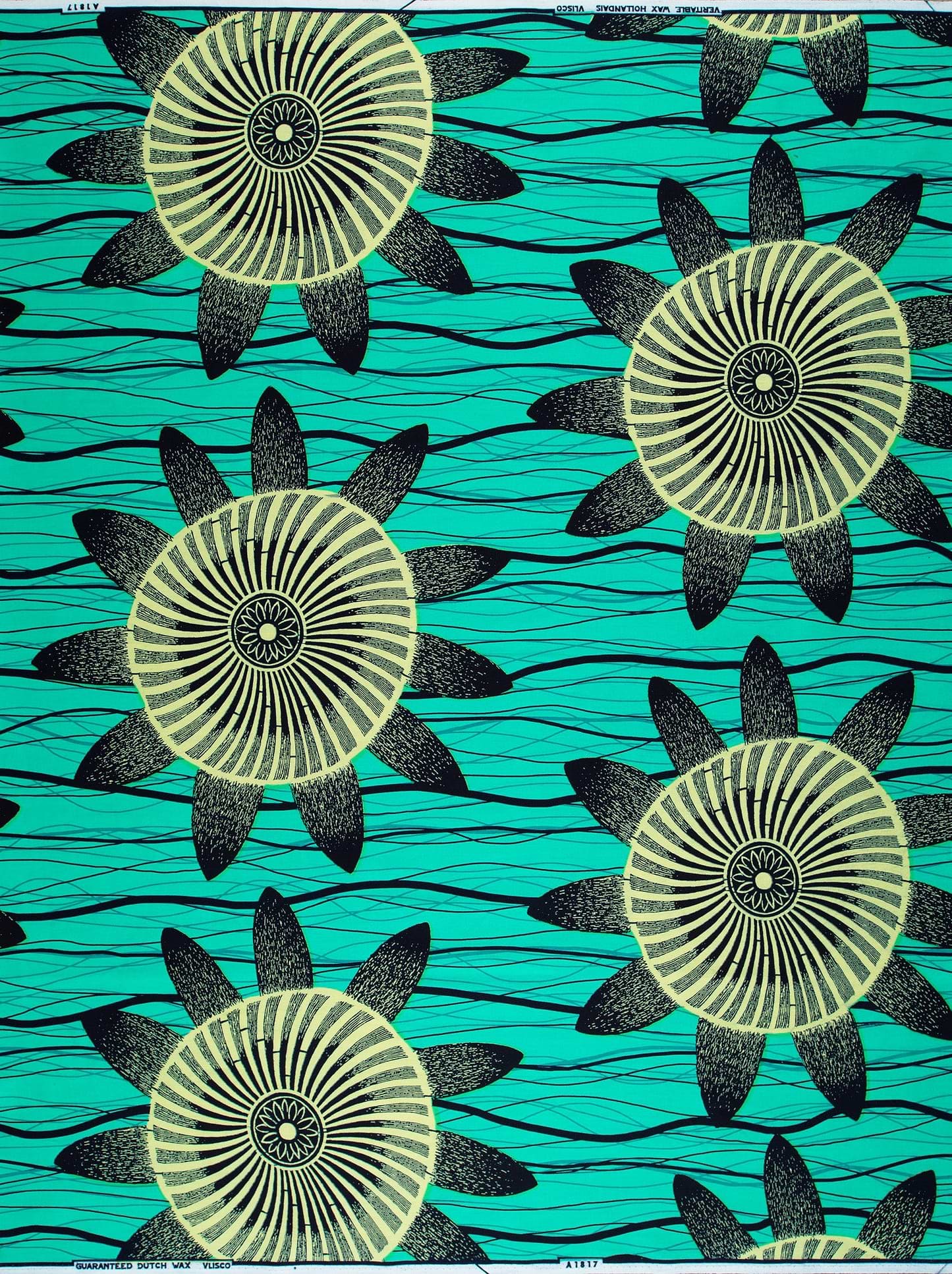 Vibrant turquoise african print fabric wax hollandais vla1817.031