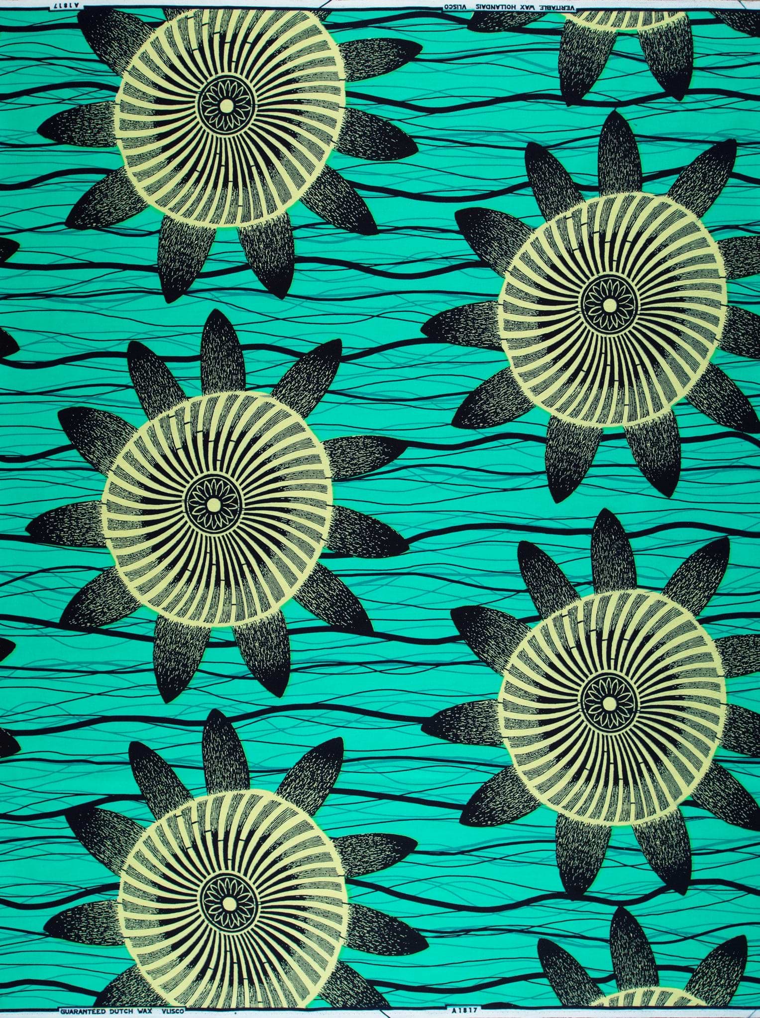 Vibrant turquoise african print fabric wax hollandais vla1817.031