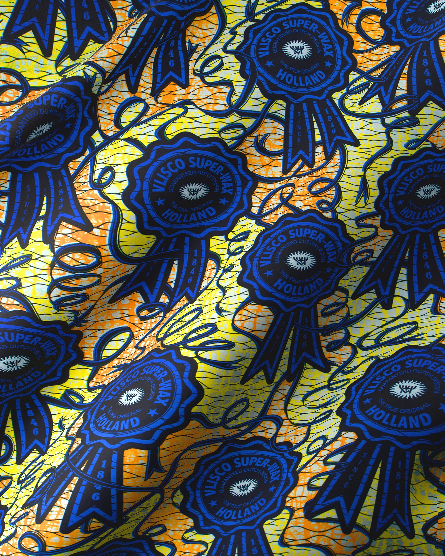 Vibrant yellow orange fabric pattern super-wax vla2117.031