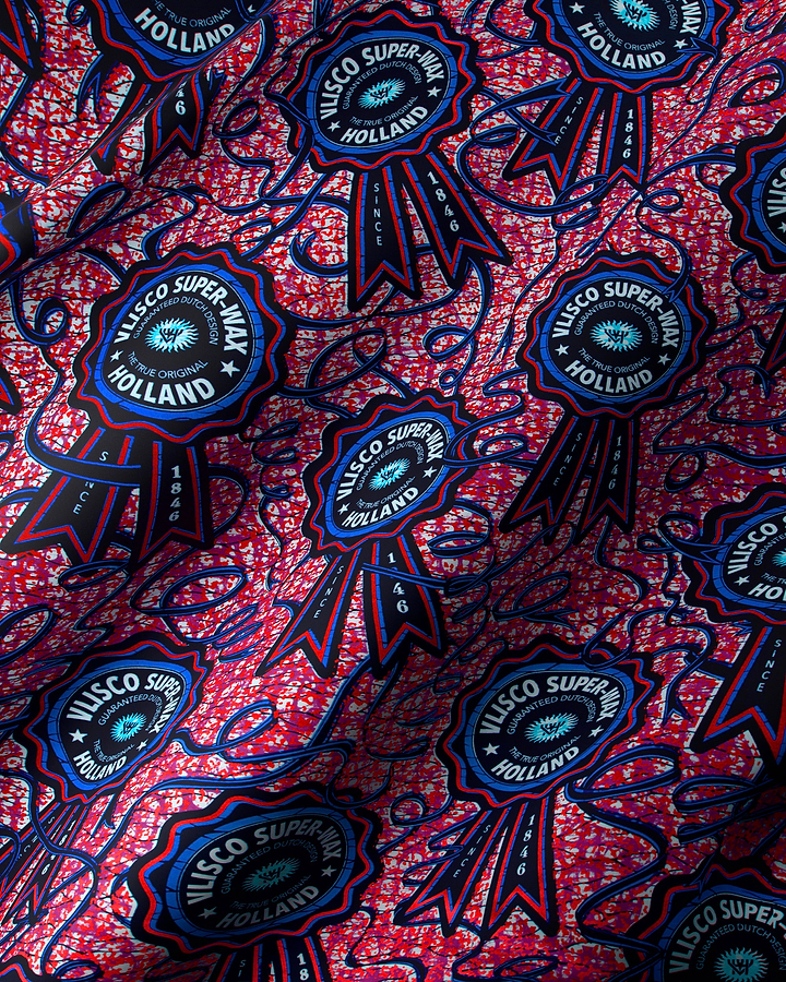 Vibrant red fabric pattern navy super-wax vla2117.050