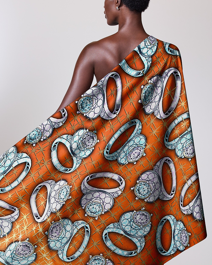 Vibrant orange wrap dress adorned super-wax vla2257.086