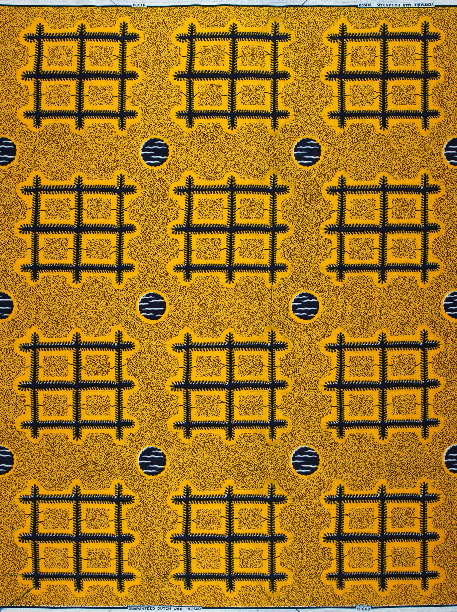 Vibrant yellow african print fabric wax hollandais vlh1003.104