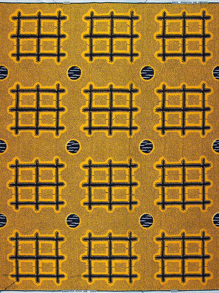 Vibrant yellow african print fabric wax hollandais vlh1003.104