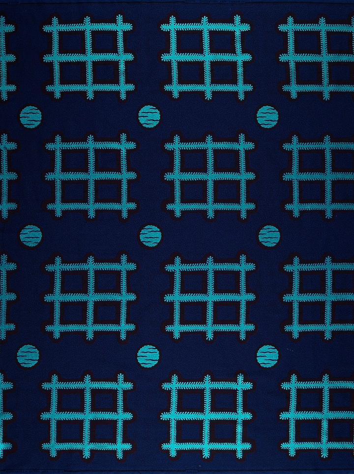 Dark blue fabric pattern teal sky wax vlh1003.143