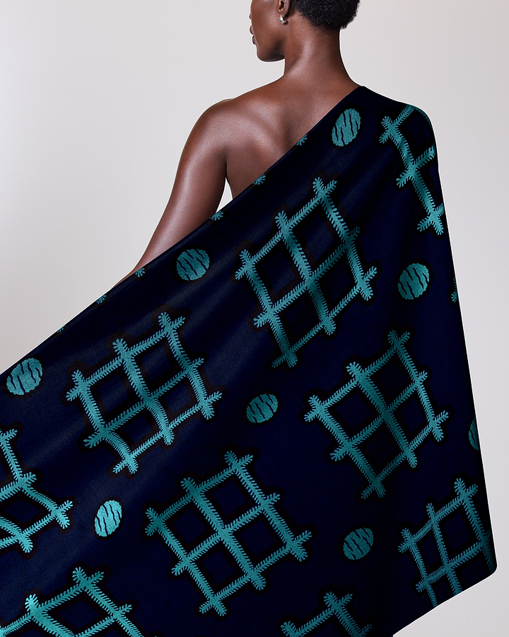 Navy blue fabric wrap teal sky wax vlh1003.143
