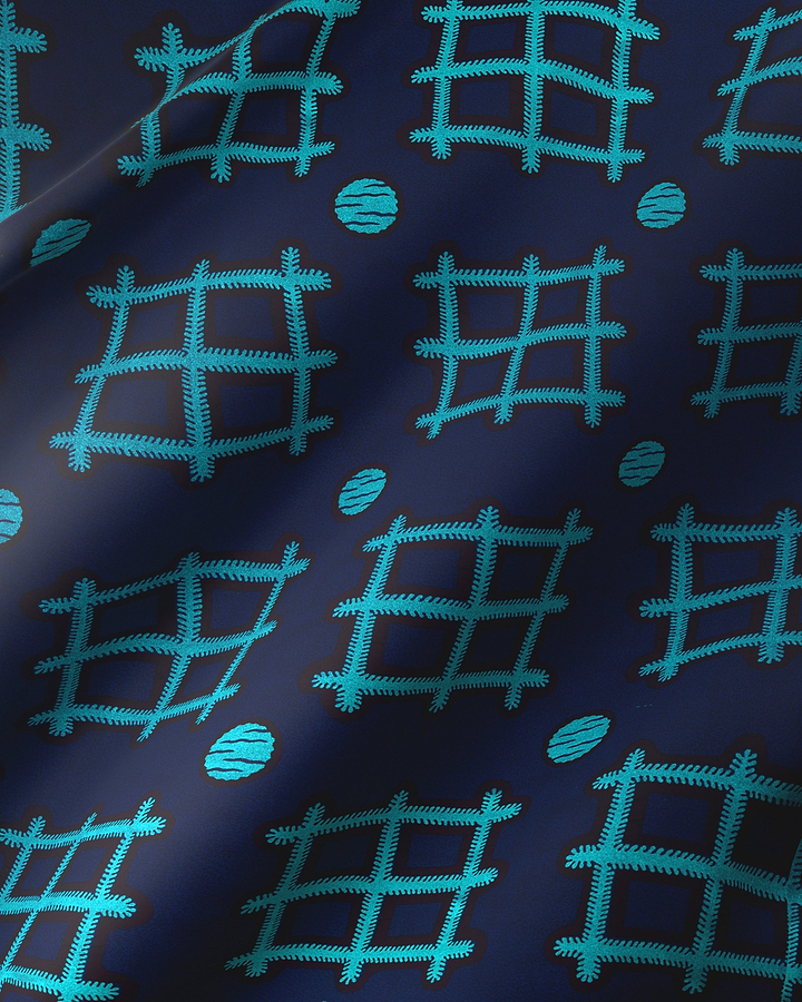 Dark blue fabric pattern teal sky wax vlh1003.143