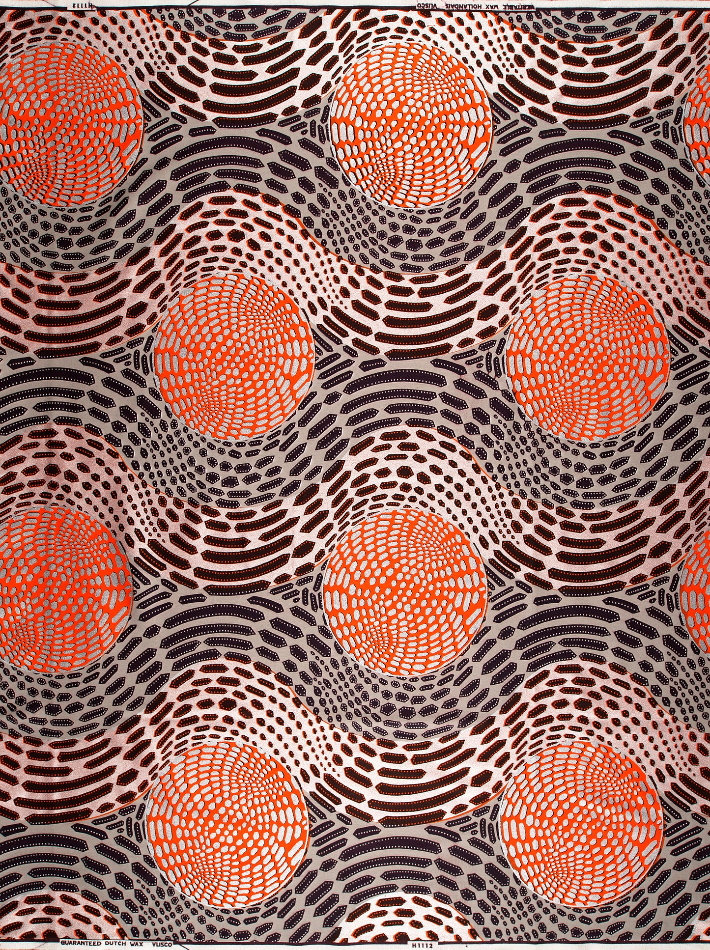 Orange circular patterns concentric dot wax hollandais vlh1112.009