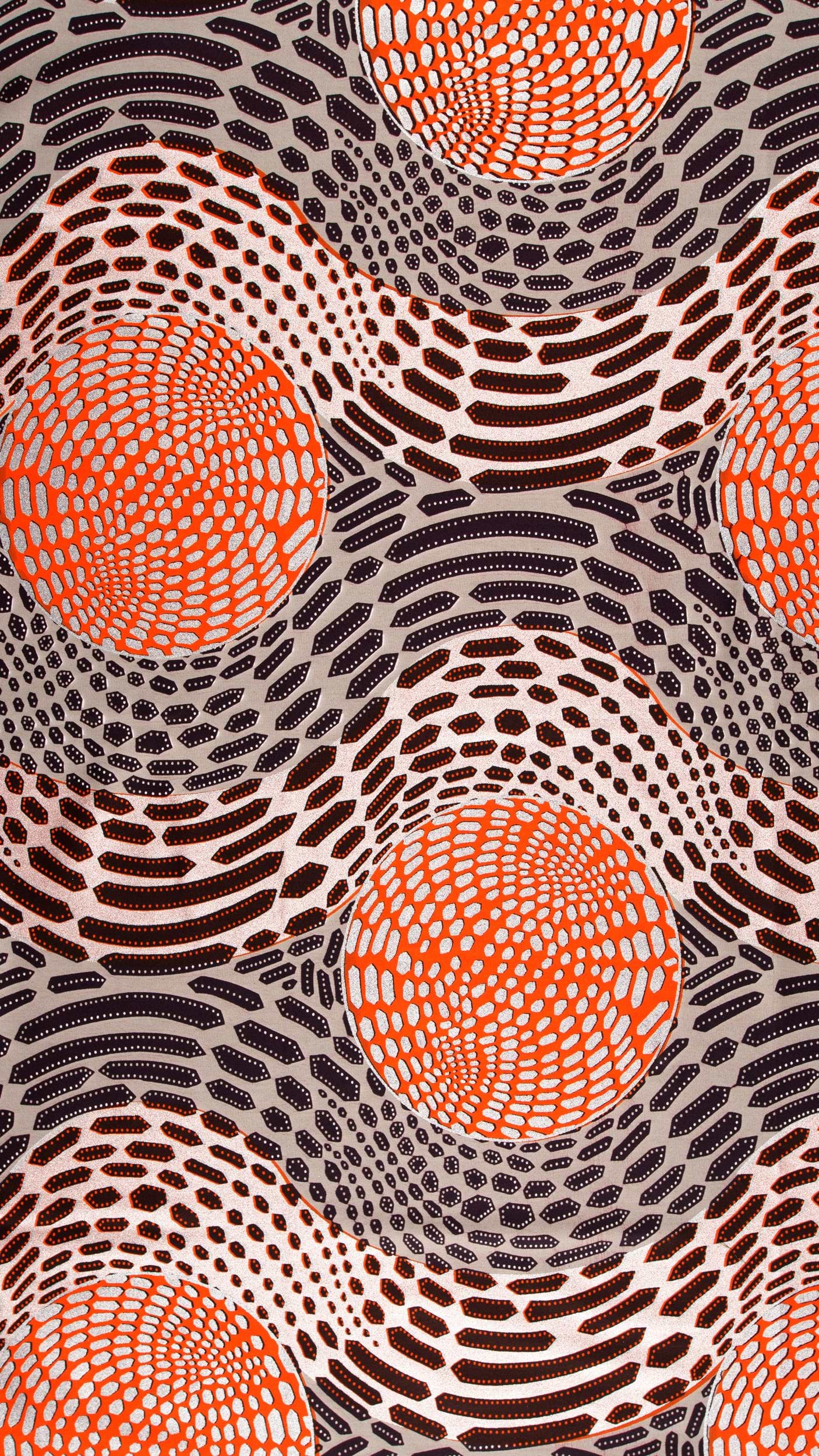 Vibrant orange circular patterns intricate wax hollandais vlh1112.009