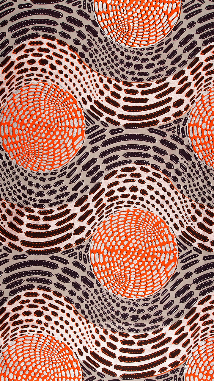 Vibrant orange circular patterns intricate wax hollandais vlh1112.009