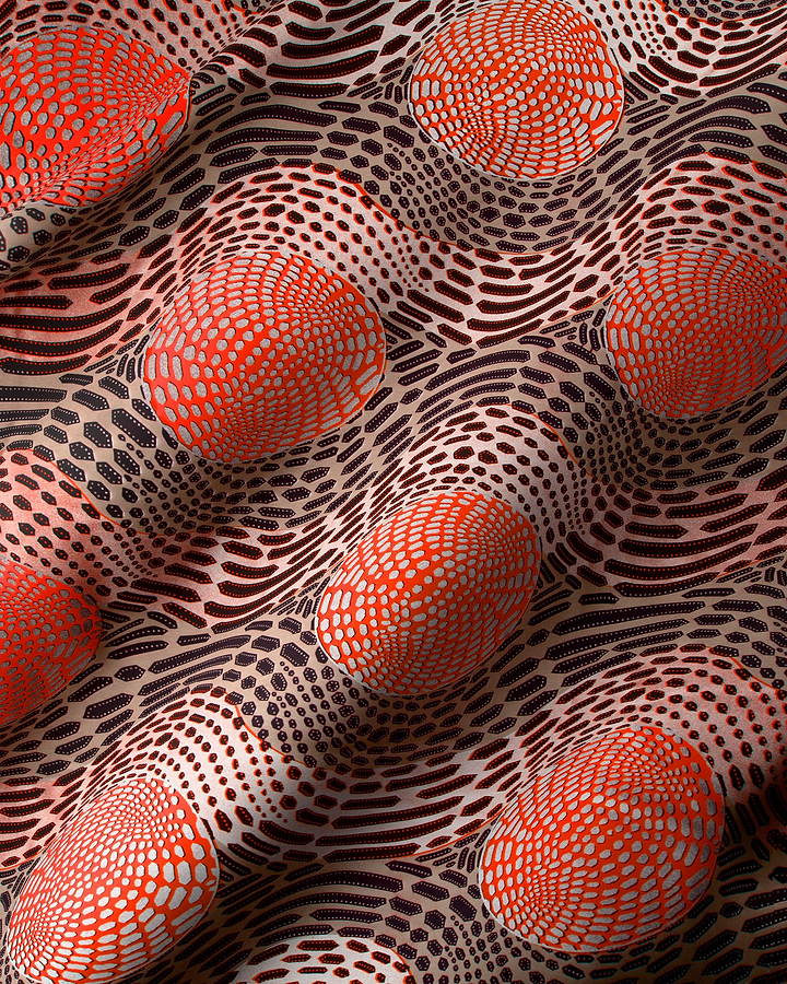 Vibrant orange white black abstract wax hollandais vlh1112.009