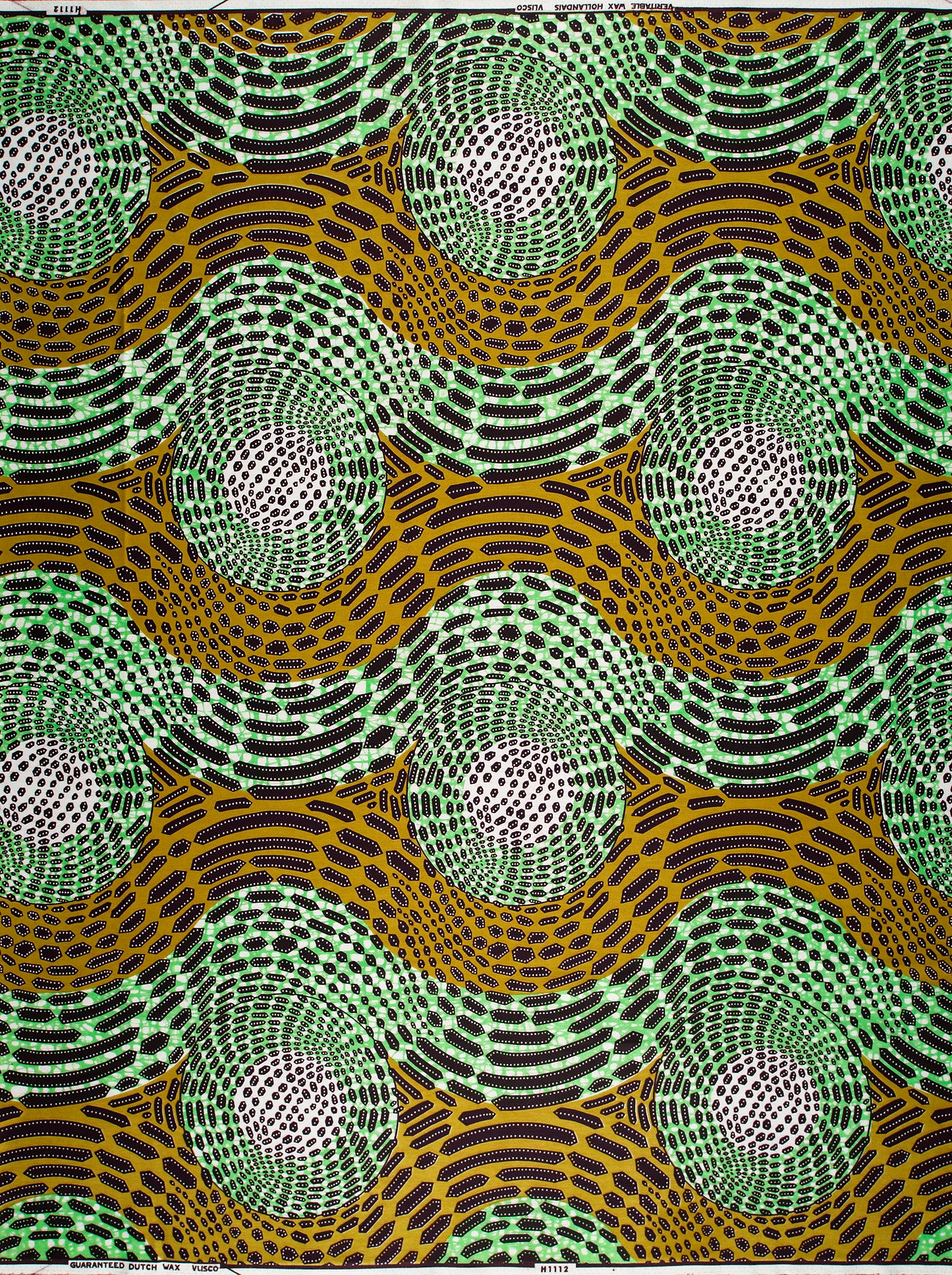 Vibrant green mustard-yellow african print wax hollandais vlh1112.011