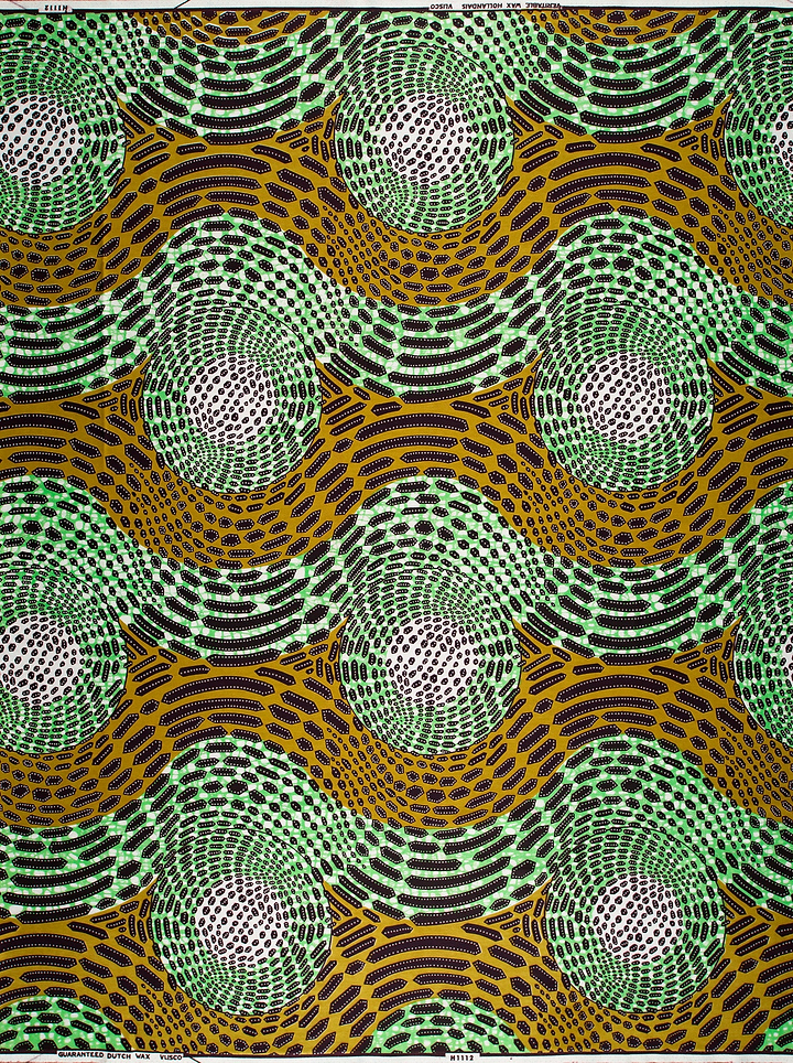 Vibrant green mustard-yellow african print wax hollandais vlh1112.011