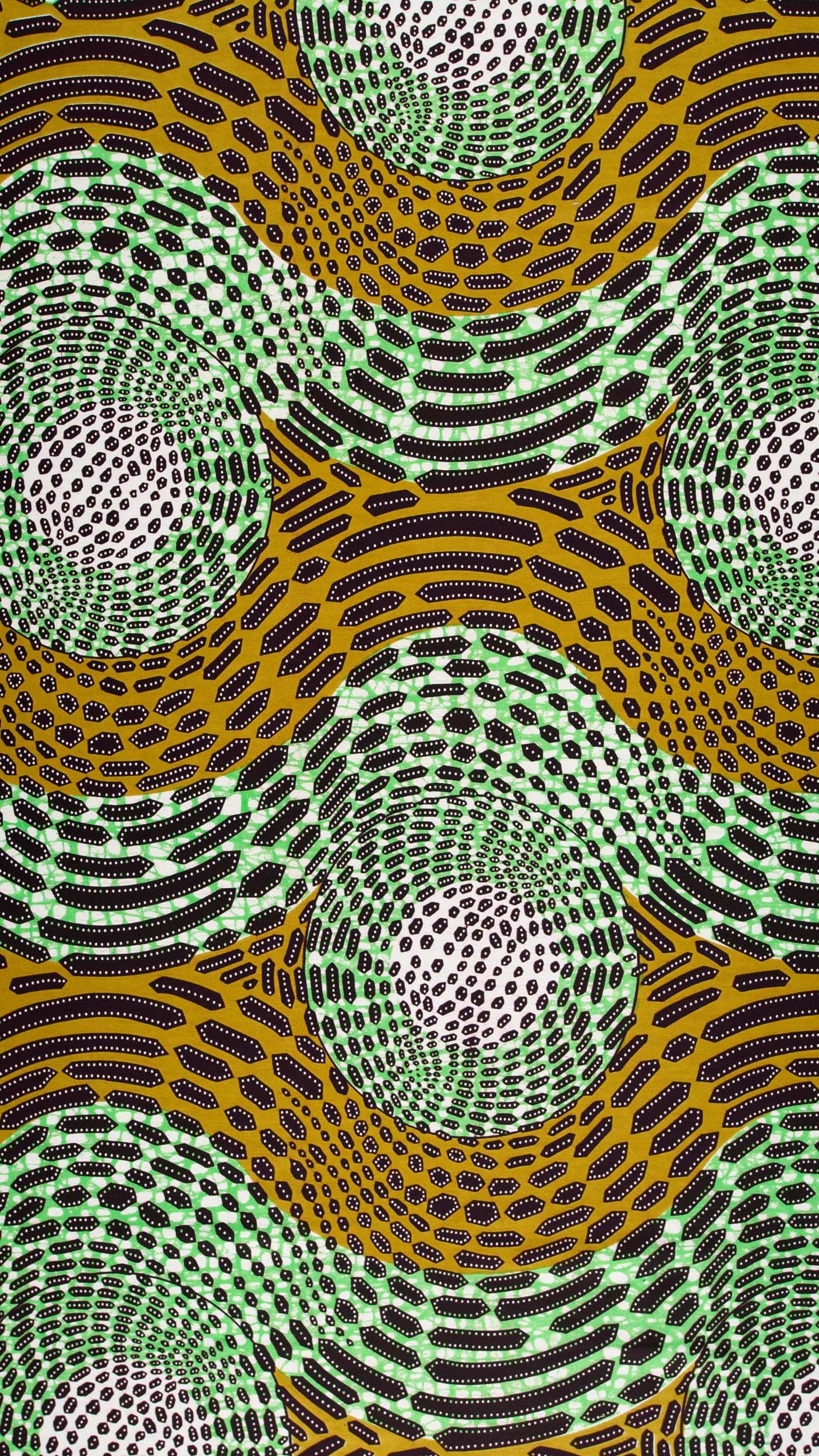 Vibrant green mustard-yellow patterned fabric wax hollandais vlh1112.011