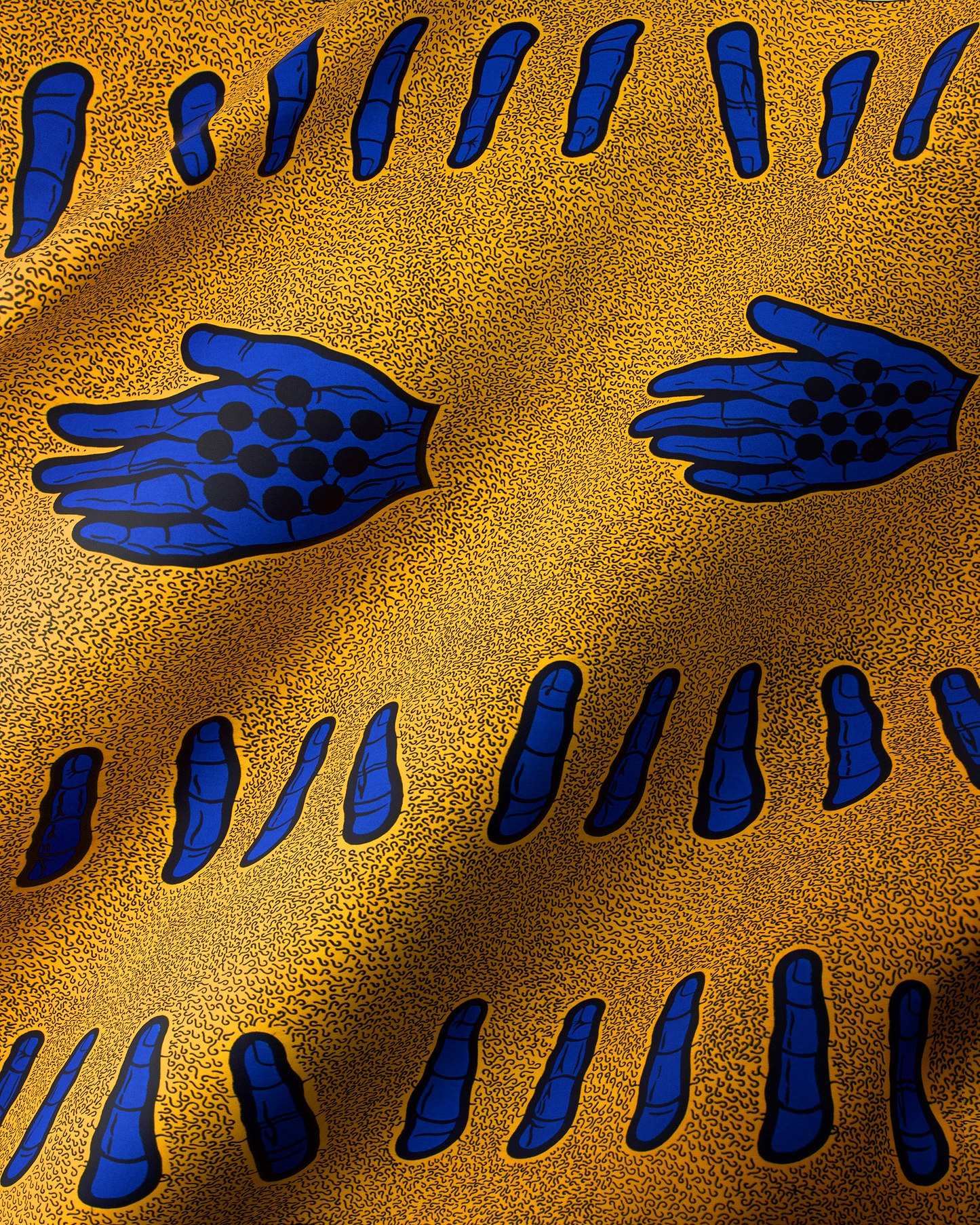 Vibrant gold fabric bold blue wax hollandais vlh1421.053