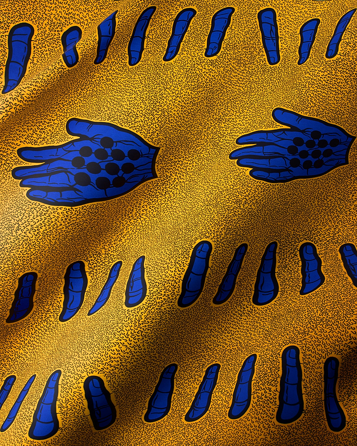 Vibrant gold fabric bold blue wax hollandais vlh1421.053