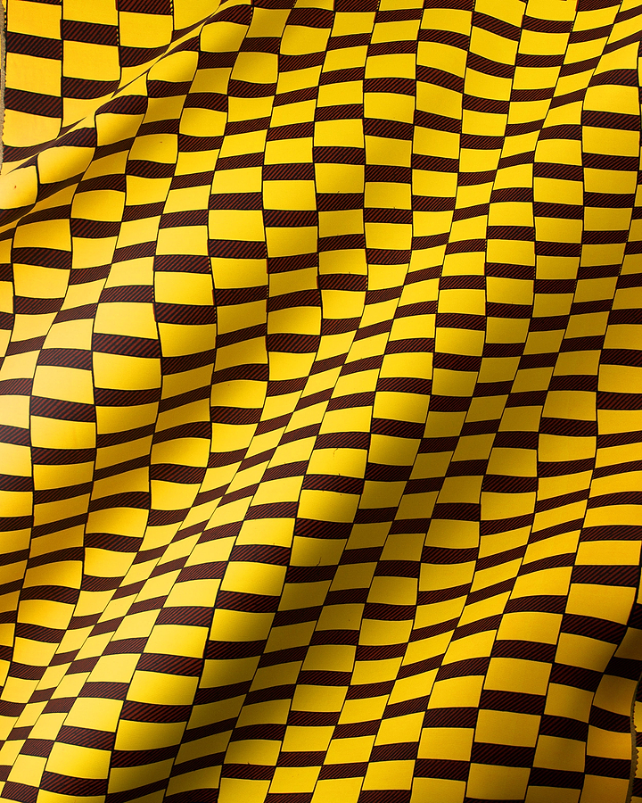 Vibrant yellow black checkered fabric wax hollandais vlh1455.051