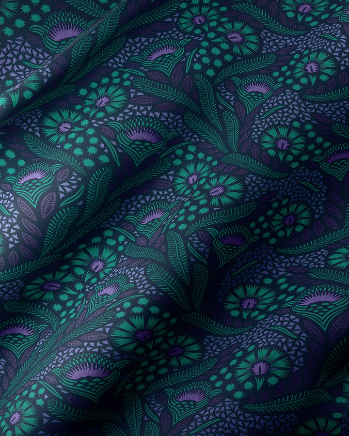 Dark teal purple floral-patterned fabric radiance vlr1361.002
