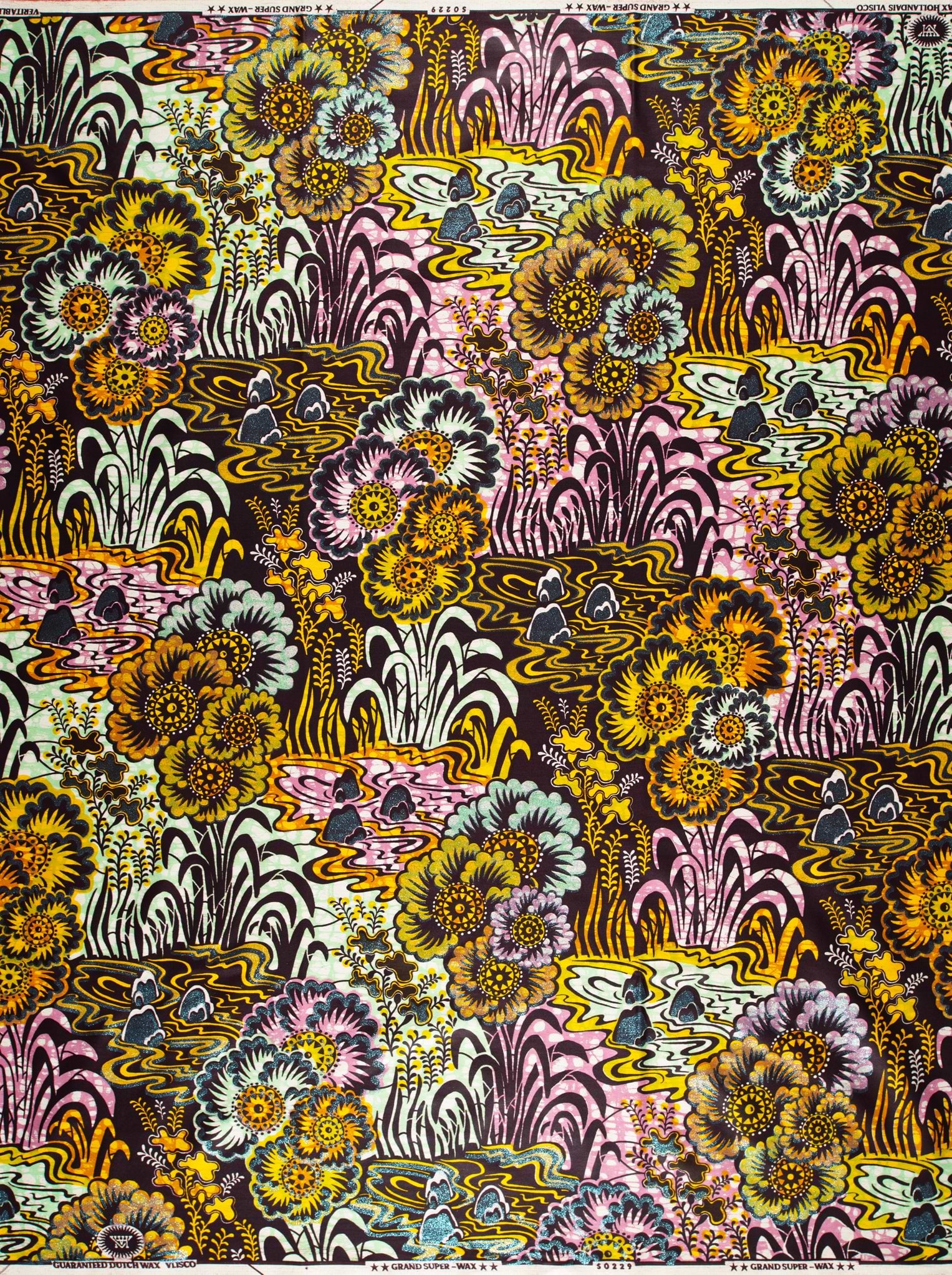 Floral water garden patterned fabric grand super-wax vls0229.002
