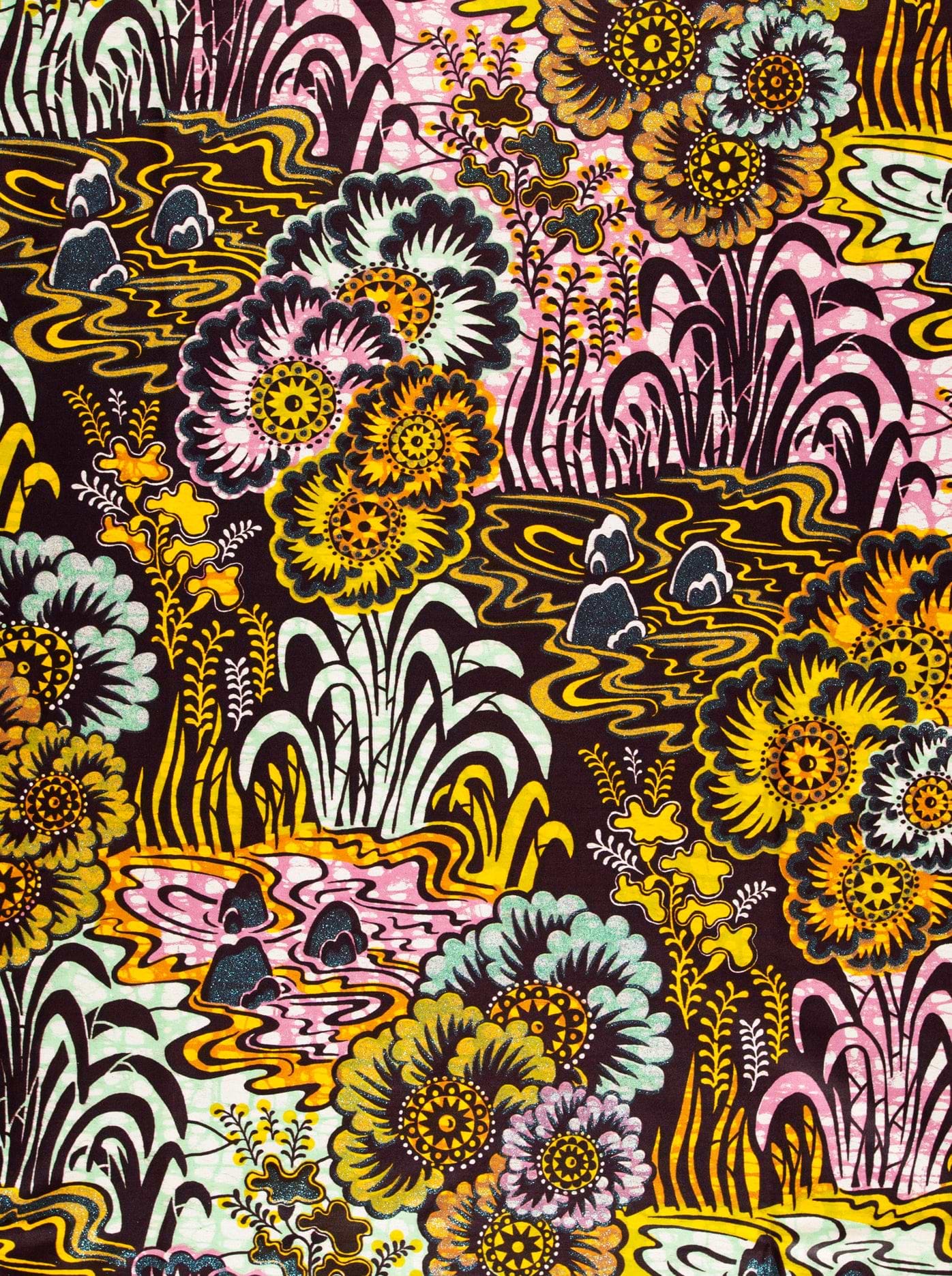 Vibrant psychedelic floral fabric bold grand super-wax vls0229.002