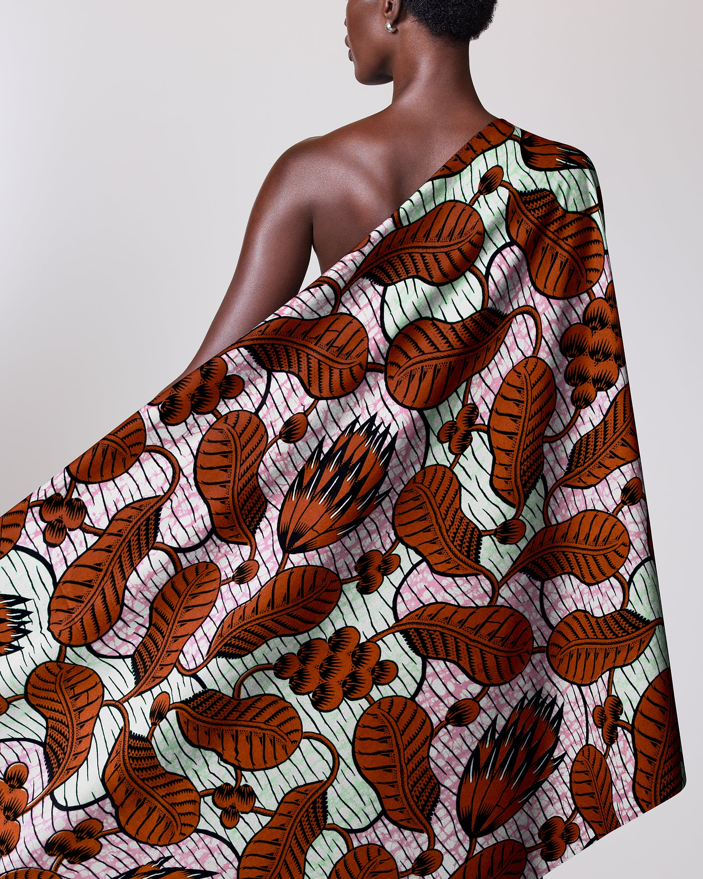 One-shoulder wrap dress vibrant brown super-wax