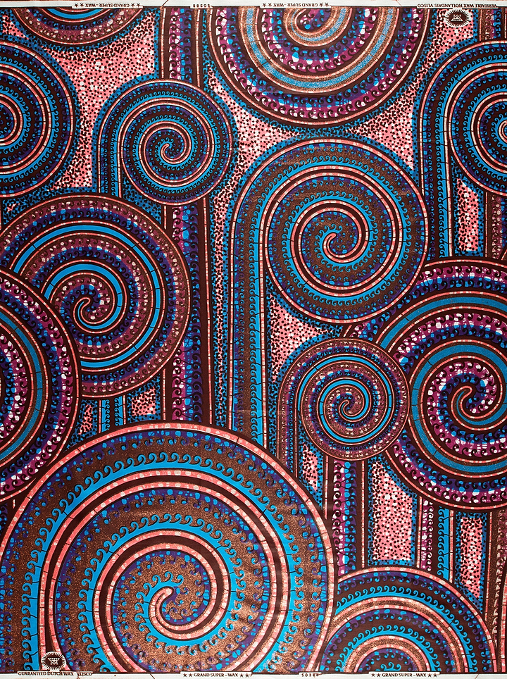 Vibrant patterned fabric bold blues grand super-wax vls0388.004