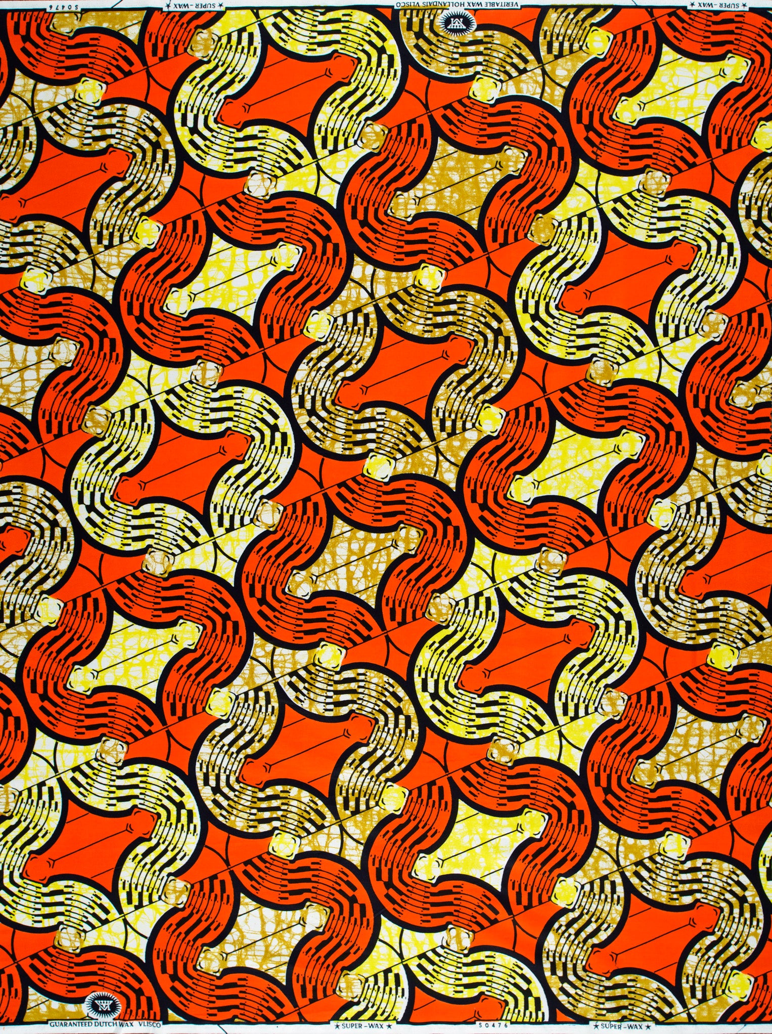 Vibrant red yellow black geometric-patterned super-wax vls0476.001