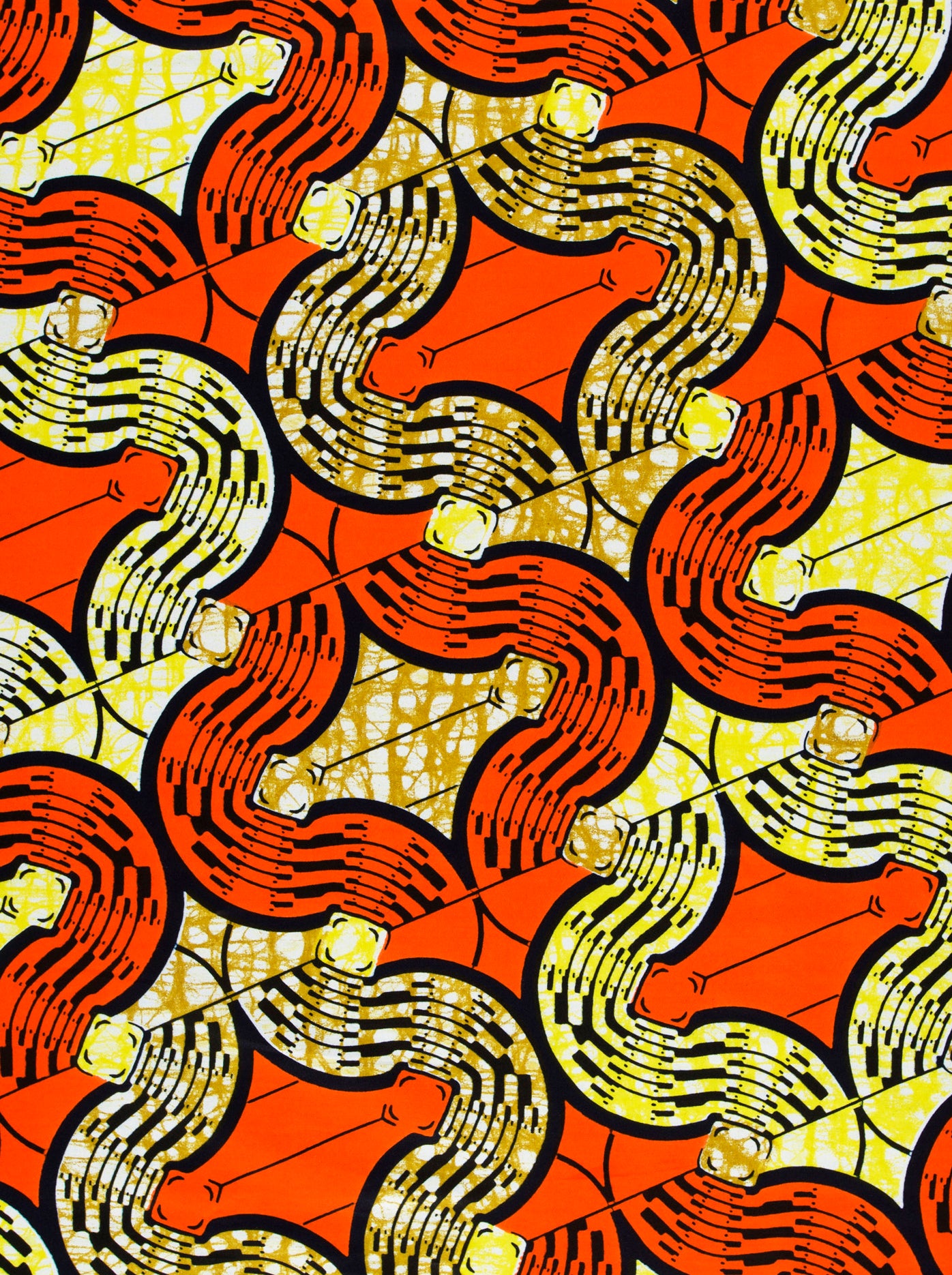 Vibrant orange yellow african print super-wax vls0476.001