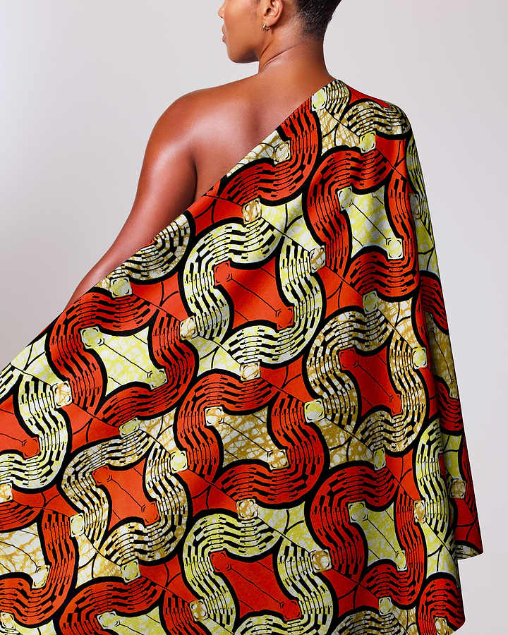 Vibrant red cream black patterned super-wax vls0476.001