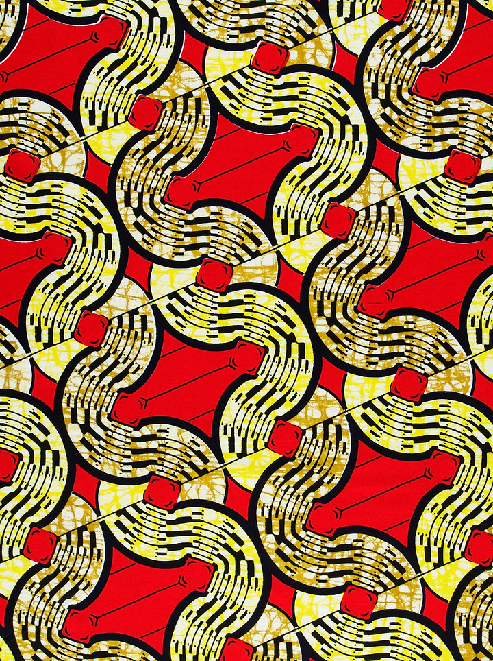 Vibrant red fabric bold yellow super-wax vls0476.002