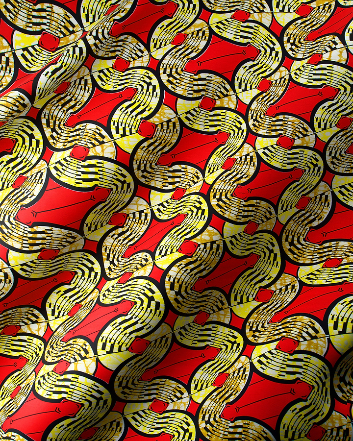 Vibrant red fabric bold pattern super-wax vls0476.002