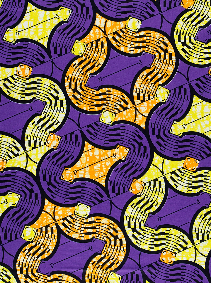 Vibrant purple yellow african print super-wax vls0476.003
