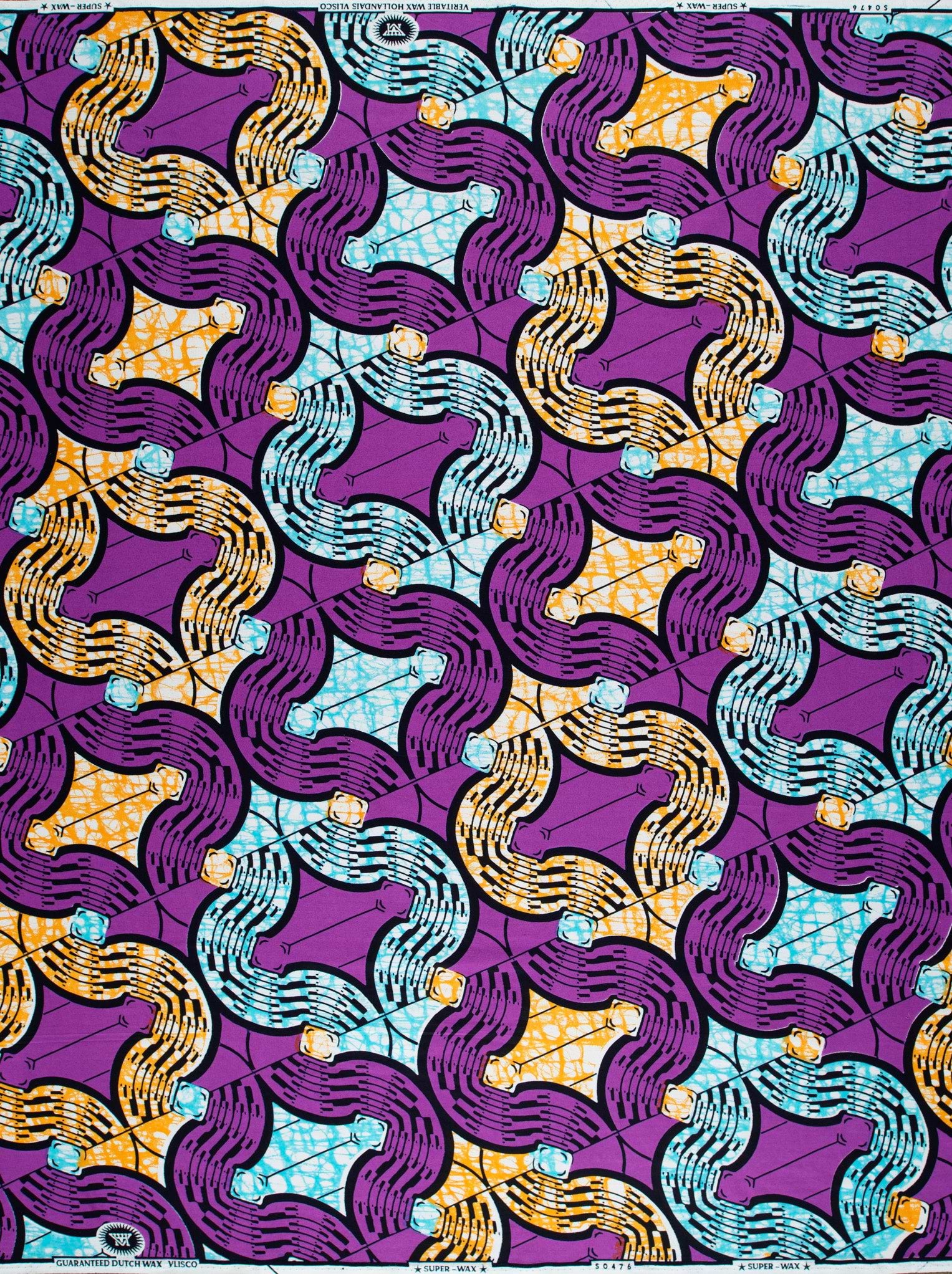 Vibrant purple gold teal geometric-patterned super-wax vls0476.004