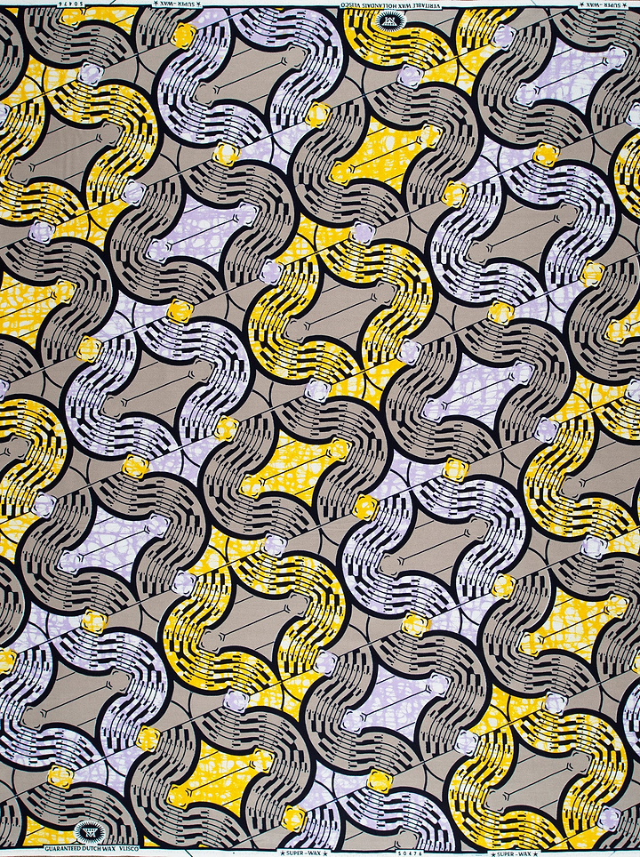 Vibrant geometric-patterned fabric bold yellow super-wax vls0476.005