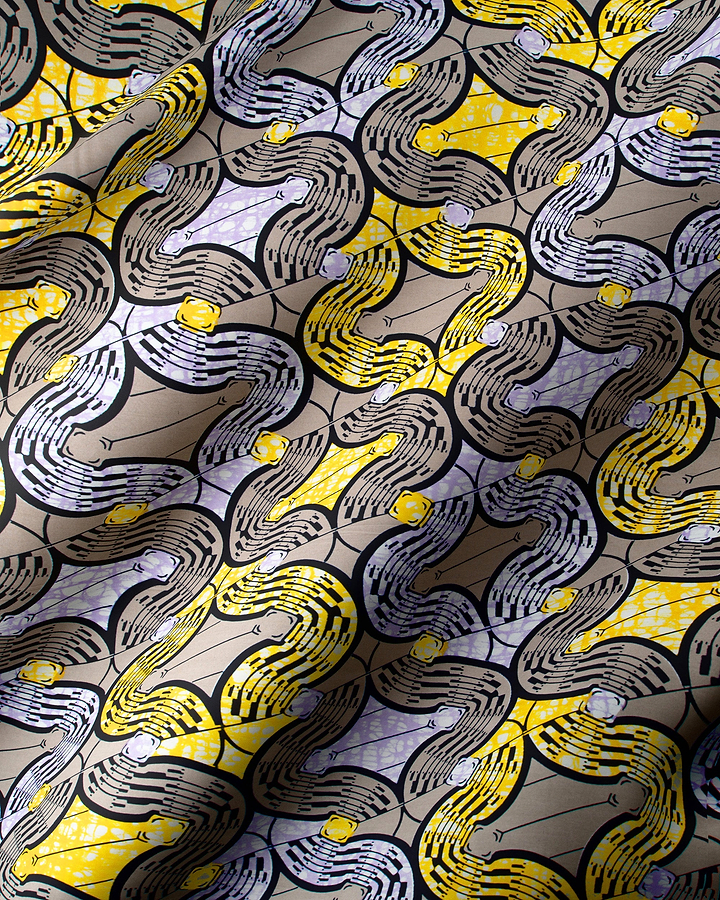 Vibrant yellow black gray patterned super-wax vls0476.005