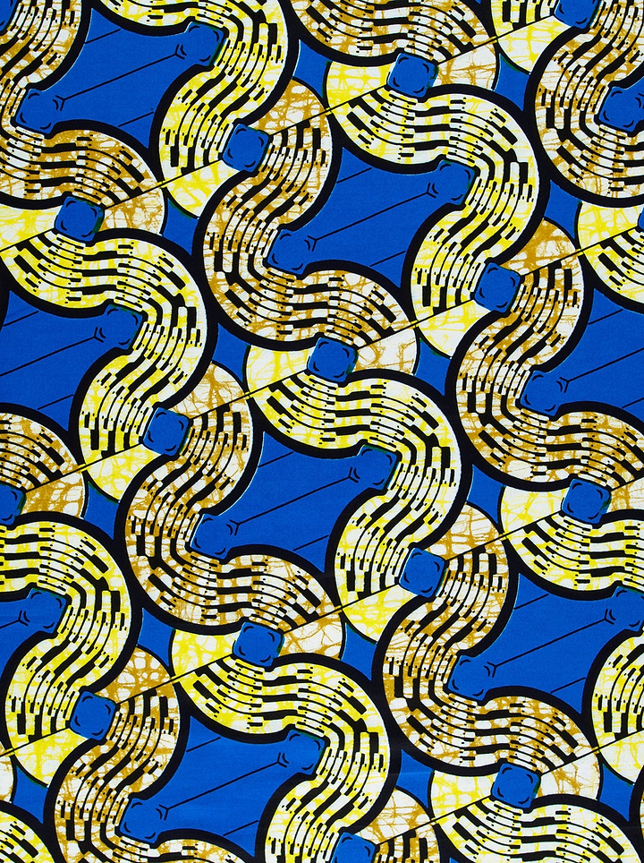 Vibrant blue fabric bold yellow super-wax vls0476.006