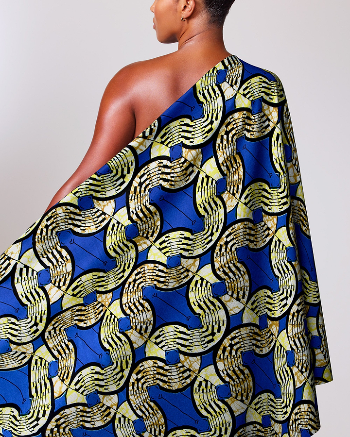 Vibrant blue yellow black patterned super-wax vls0476.006