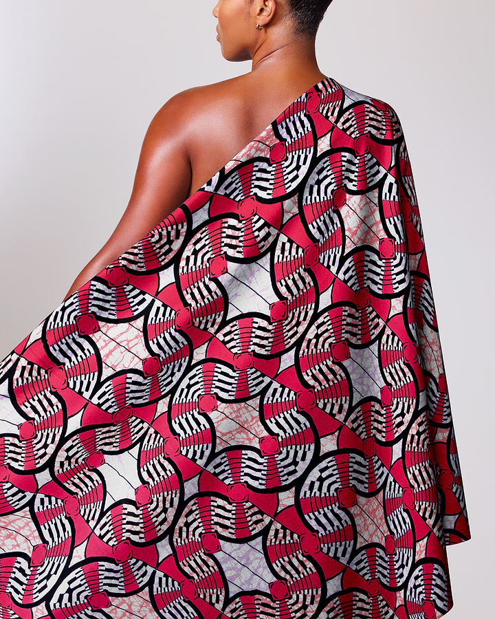 Vibrant red black white patterned super-wax vls0476.007