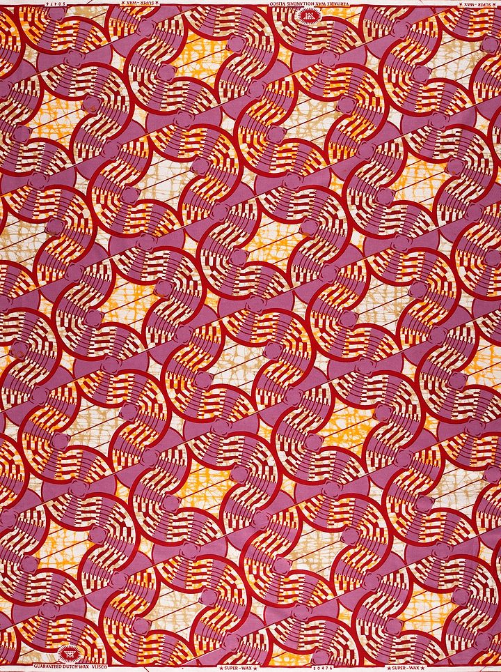 Vibrant geometric-patterned fabric bold red super-wax vls0476.008