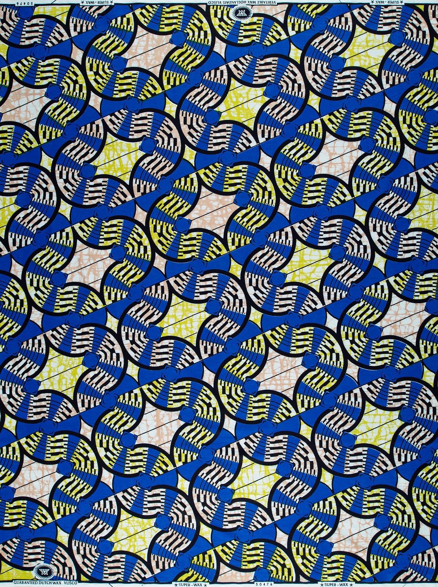 Vibrant blue yellow black geometric-patterned super-wax vls0476.009