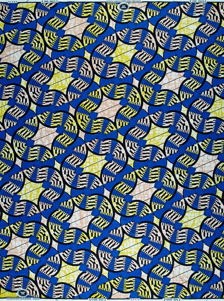 Vibrant blue yellow black geometric-patterned super-wax vls0476.009