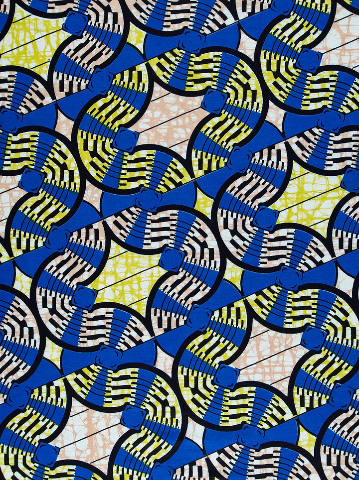 Vibrant blue yellow black geometric-patterned super-wax vls0476.009