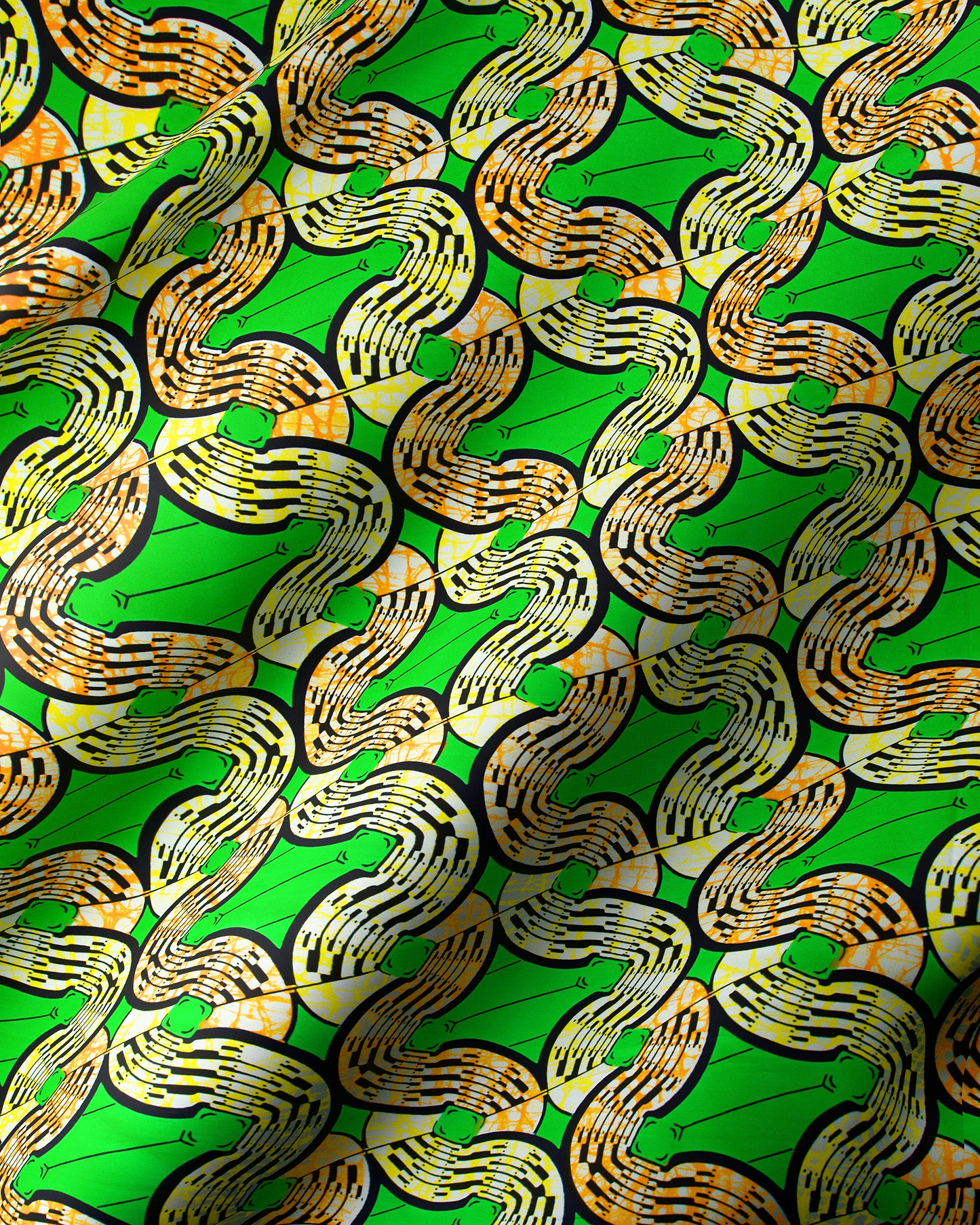 Vibrant green fabric bold pattern super-wax vls0476.010