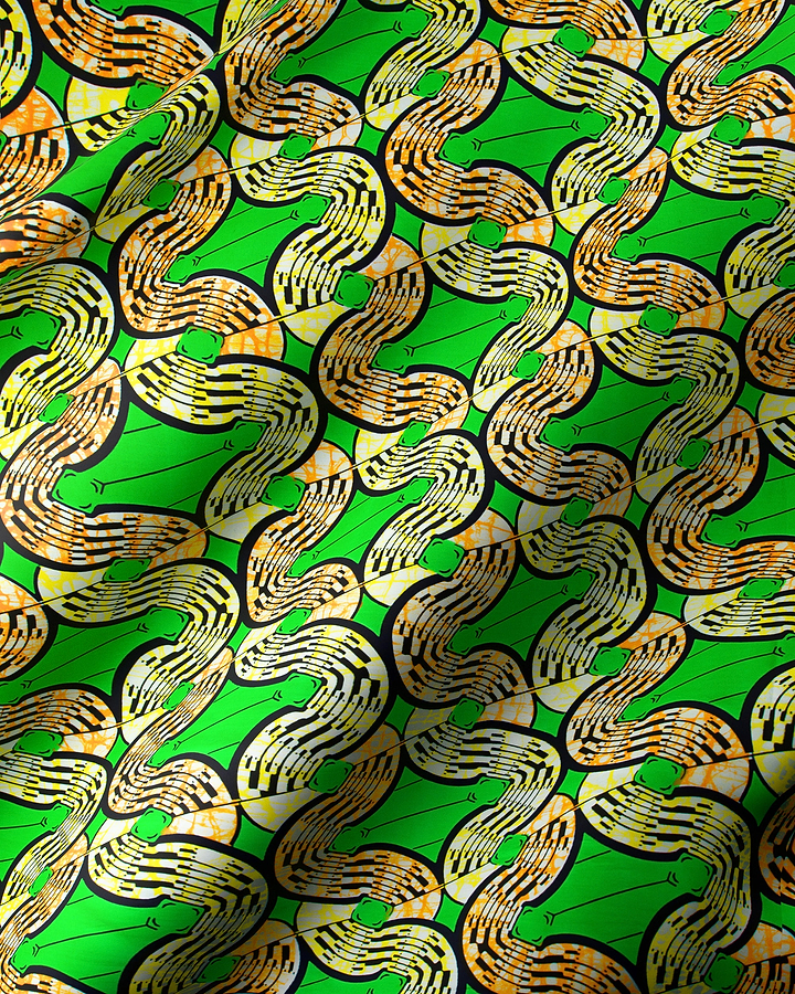 Vibrant green fabric bold pattern super-wax vls0476.010