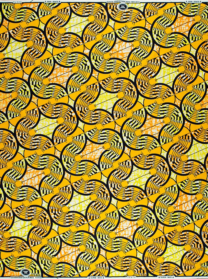 Vibrant yellow black geometric-patterned african super-wax vls0476.011