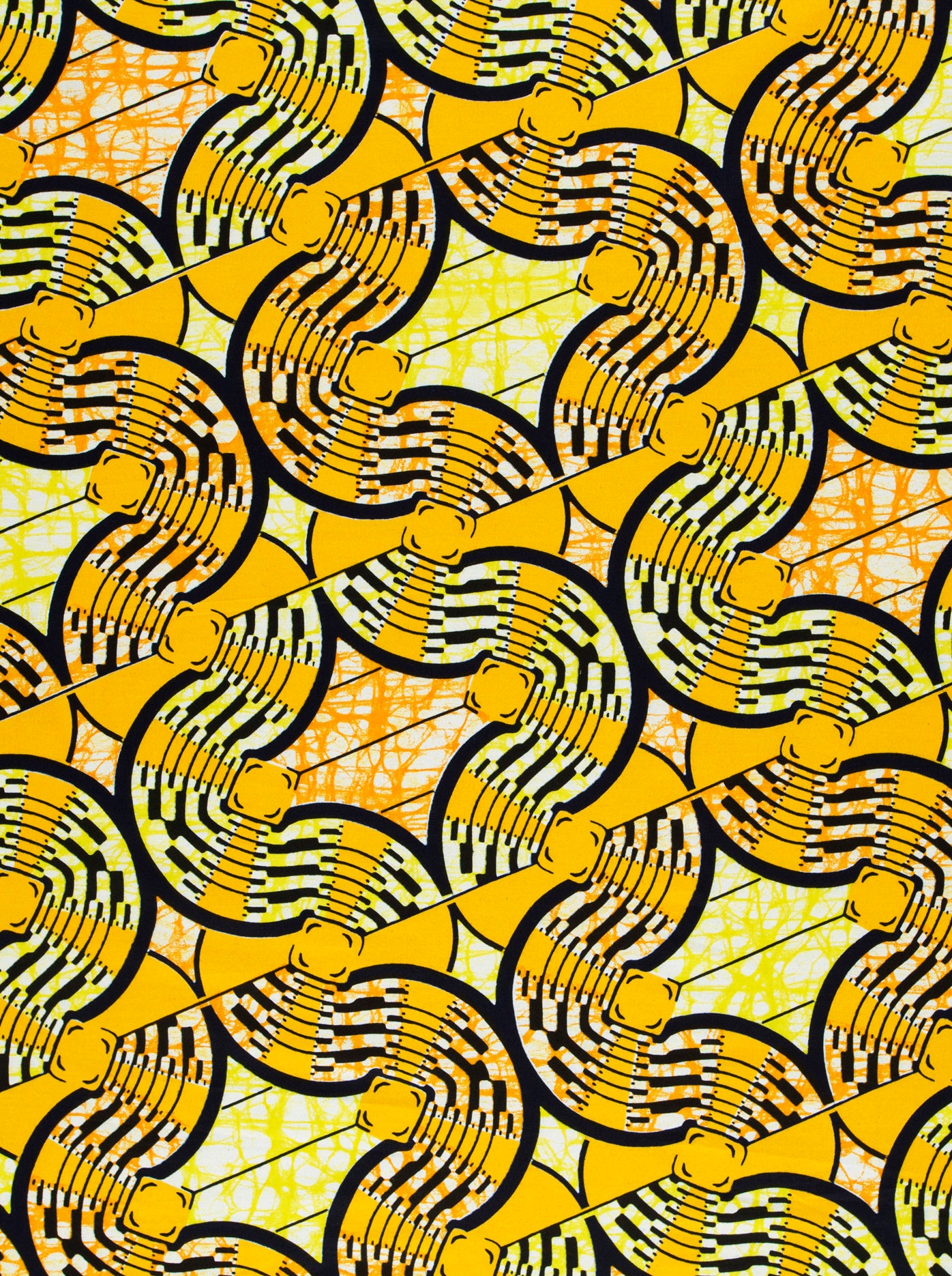 Vibrant yellow black geometric patterned super-wax vls0476.011