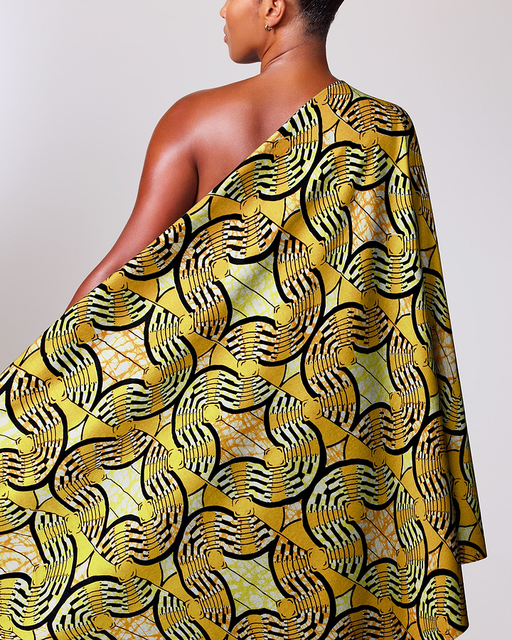 Vibrant yellow black white geometric-patterned super-wax vls0476.011