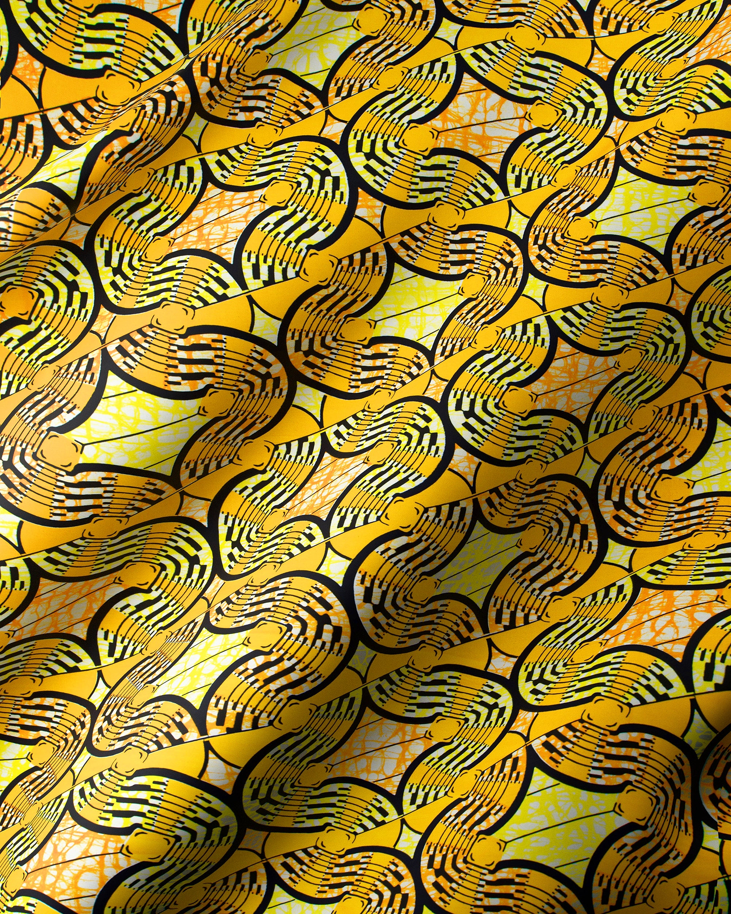 Vibrant yellow fabric bold black super-wax vls0476.011