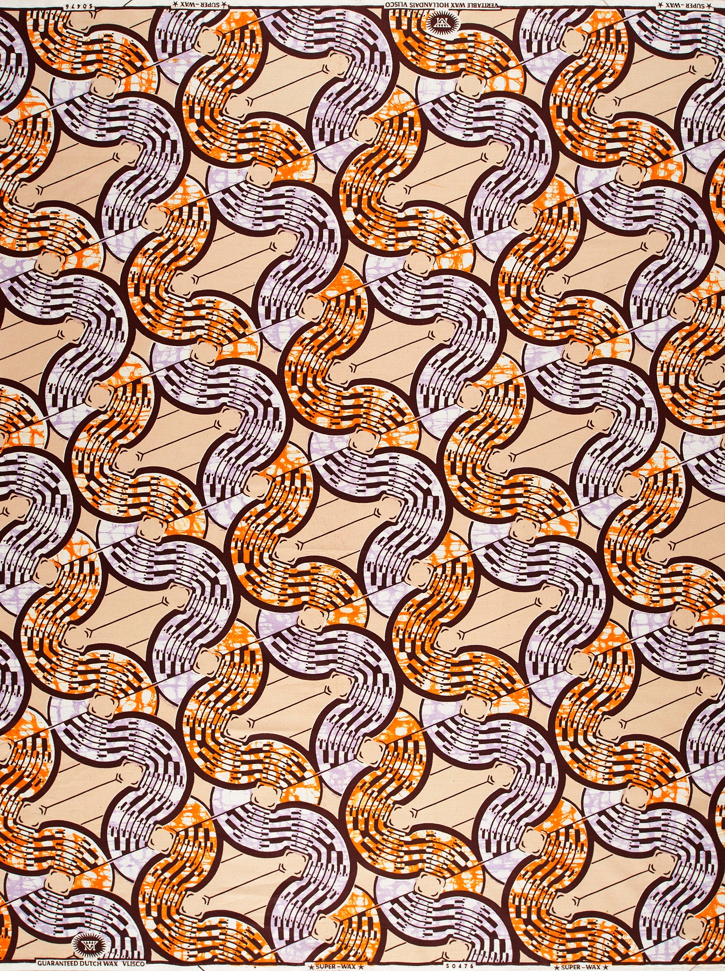 Vibrant orange purple geometric-patterned african super-wax vls0476.012