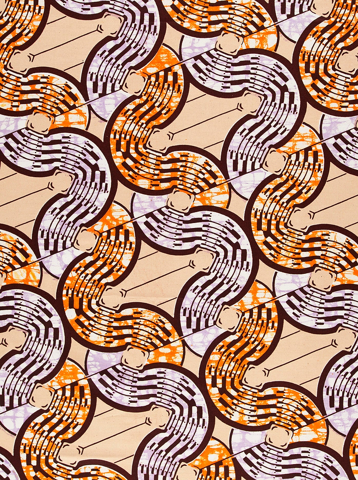 Vibrant orange purple geometric-patterned fabric super-wax vls0476.012